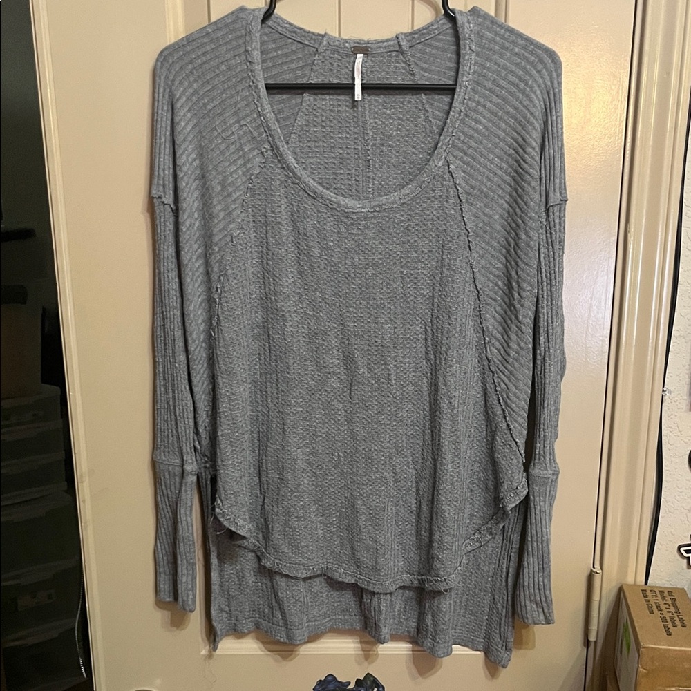 Free People Heather Gray Long Sleeve Tee